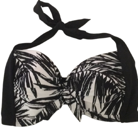APT.9 Plus Swim Top Halter Bikini Lined Bust Enhancer Black & White Size 2X - Picture 2 of 7
